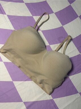 PINK Victoria’s Secret Wireless Lightly Lined Bandeau Bra Nude Taupe Size Small